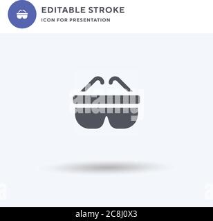 Security Glasses icon vector, filled flat sign, solid pictogram isolated on white, logo illustration. Security Glasses icon for presentation. Stock Vector