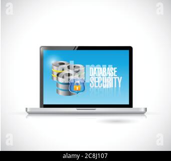 Database security laptop message illustration design over a white background Stock Vector
