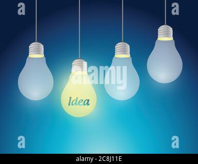 Hanging ideas illustration design over a blue background Stock Vector