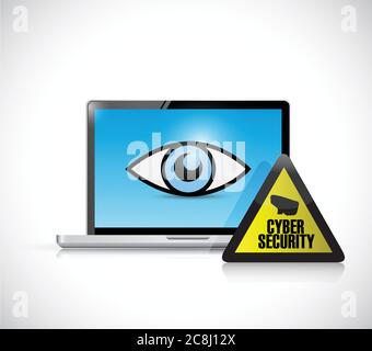 Cyber security computer laptop illustration design over a white background Stock Vector