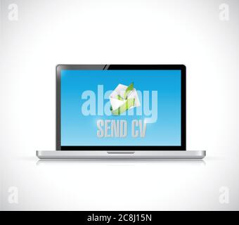 Business computer. send cv message illustration design over a white background Stock Vector