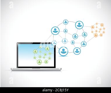 Connection cycle and laptop illustration design over a white background Stock Vector