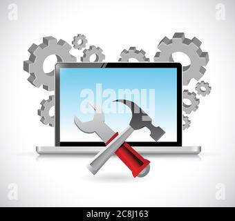 Computer industry and tools illustration design over a white background Stock Vector