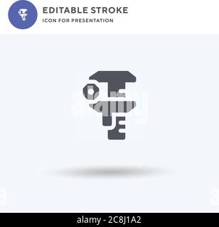 Caliper icon vector, filled flat sign, solid pictogram isolated on white, logo illustration. Caliper icon for presentation. Stock Vector