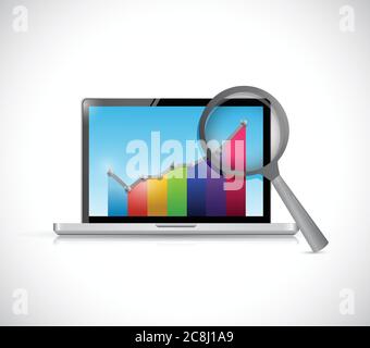 Laptop business concept. illustration design over a white background Stock Vector