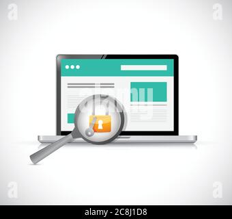 Computer security check concept illustration design over a white background Stock Vector