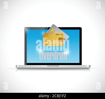 Overdraft web business banking computer illustration design over a white background Stock Vector