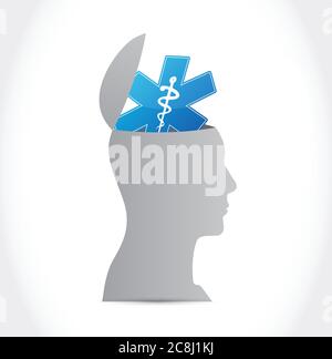 Healthy brain illustration design over a white background Stock Vector