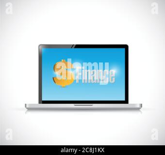 Finance message on a laptop illustration design over a white background Stock Vector