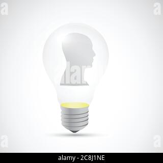 Avatar inside a light bulb illustration design over a white background Stock Vector