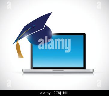 Online education graduation concept illustration design over a white background Stock Vector