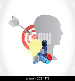 Head and business economy illustration design over a white background Stock Vector