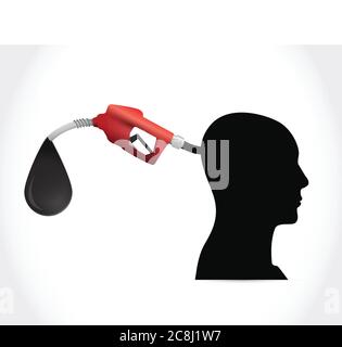 Head and gas pump. illustration design over a white background Stock Vector