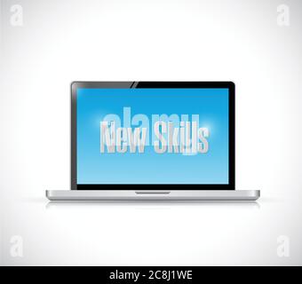 New skills sign on a computer illustration design over a white background Stock Vector