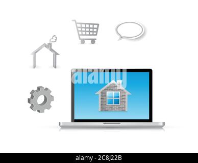 Home laptop computer tools illustration design over a white background Stock Vector
