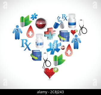 Heart medical icons illustration design graphics over a white background Stock Vector