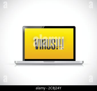 Virus sign on a laptop computer. illustration design over a white background Stock Vector