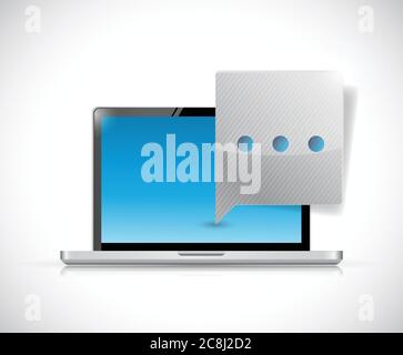 Laptop communication speech bubble. illustration design over a white background Stock Vector