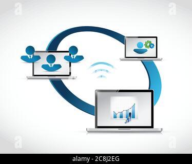Business network cycle connection illustration design over a white background Stock Vector