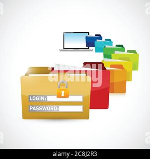 Accessing private computer files. illustration design over a white background Stock Vector