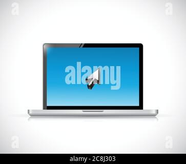 Laptop and cursor. illustration design over a white background Stock Vector