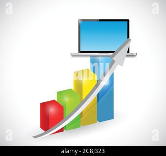 Laptop technology graph illustration design over white Stock Vector