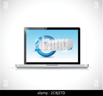 Laptop and translate cycle illustration design over a white background Stock Vector