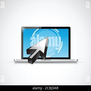 Laptop touchscreen and cursor. illustration design over a white background Stock Vector