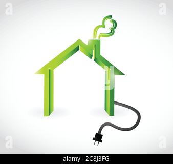 Home with plugging cable illustration design over a white background Stock Vector