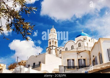 Church in Pyrgos village, Santorini, Greece Stock Photo