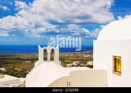 Church in Pyrgos village, Santorini, Greece Stock Photo