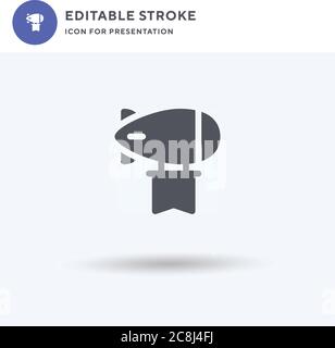 Zeppelin icon vector, filled flat sign, solid pictogram isolated on white, logo illustration. Zeppelin icon for presentation. Stock Vector