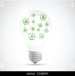 Light bulb and people network connection illustration design over a white background Stock Vector