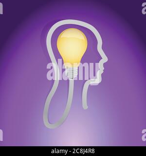 Ideas on my mind concept illustration design over a purple background Stock Vector