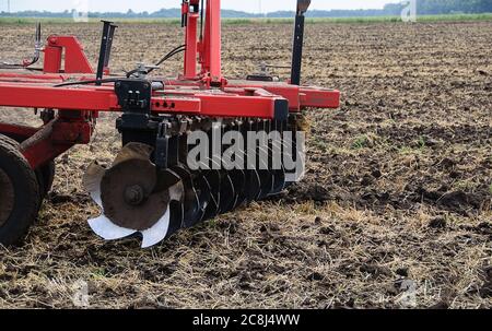 The harrow disc. Agricultural equipment. Stock Photo