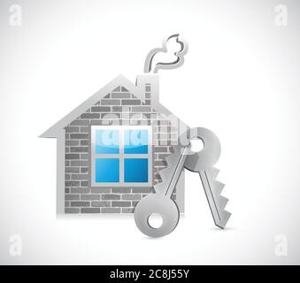 Home and keys illustration design over white Stock Vector