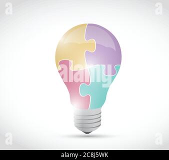 Puzzle light bulb illustration design over a white background Stock Vector
