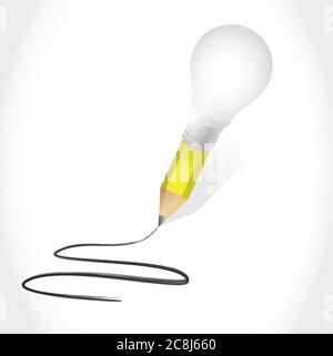 Light bulb and pencil illustration design over a white background Stock Vector