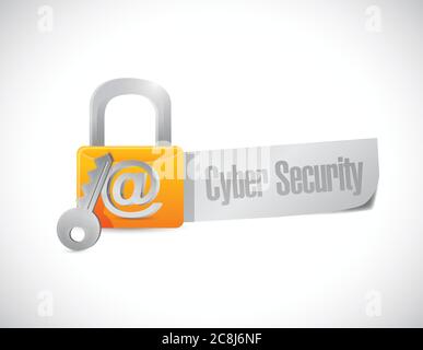 Cyber security lock sign illustration design over a white background Stock Vector
