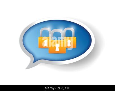 Locks message bubble illustration design over a white background Stock Vector