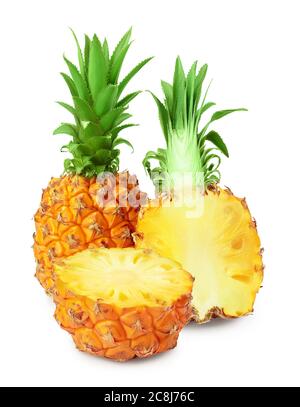 pineapple and half isolated on white background with full depth of field Stock Photo