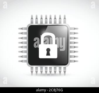 Chip security illustration design over a white background Stock Vector