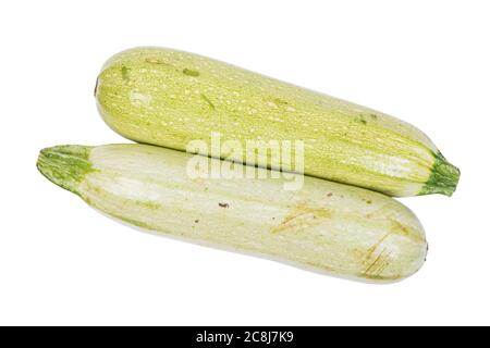 Two fresh vegetable marrows. Zucchini Isolated on white background Stock Photo