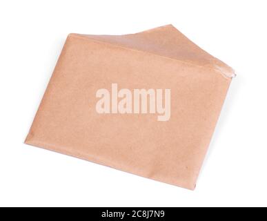 Old vintage envelope isolated on white background Stock Photo