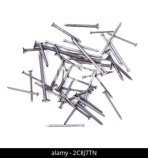 Group of small nails isolated on white background Stock Photo