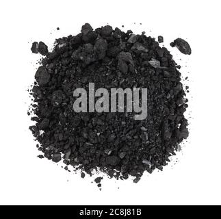 Pile of coal carbon or charcoal dust isolated on white background Stock Photo