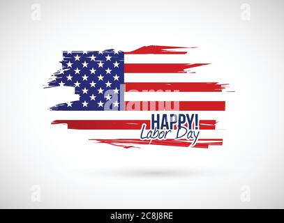 Labor day holiday flag sign illustration design over a white background Stock Vector