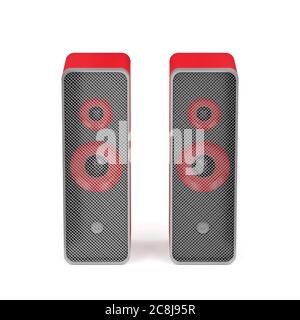 Pair of stereo computer speakers on white background, front view Stock Photo