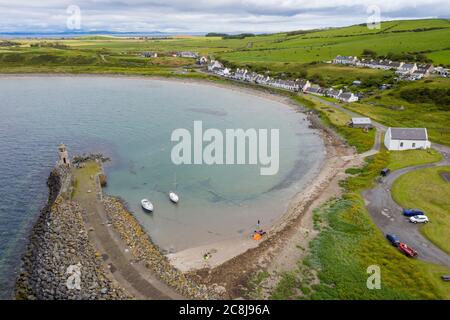 Aerial view of Port Logan, Dumfries & Galloway, Scotland. . Stock Photo