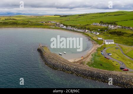 Aerial view of Port Logan, Dumfries & Galloway, Scotland. .